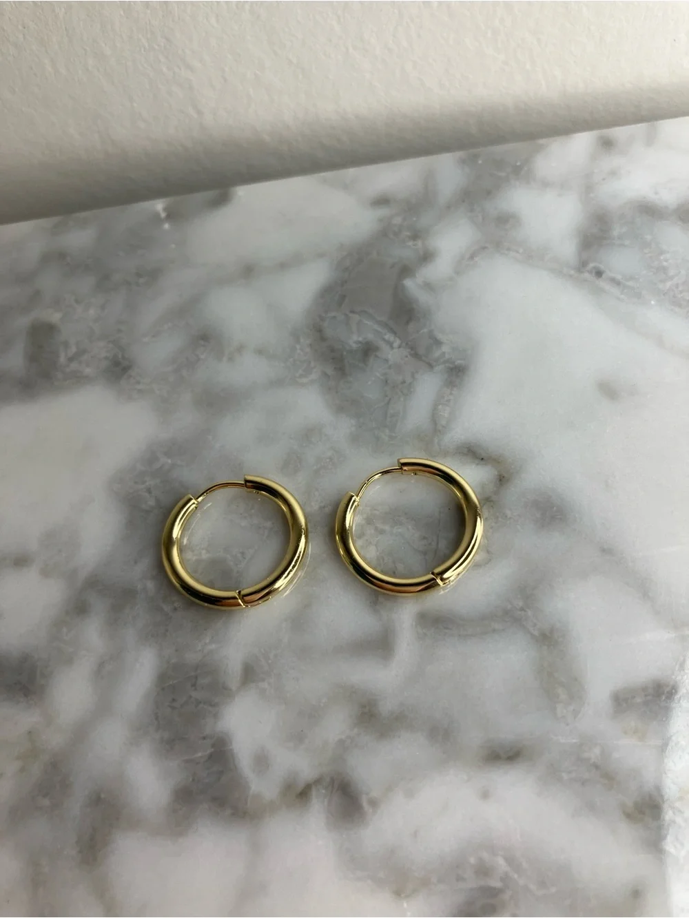 14k Gold Plated Hoop Huggie Earrings